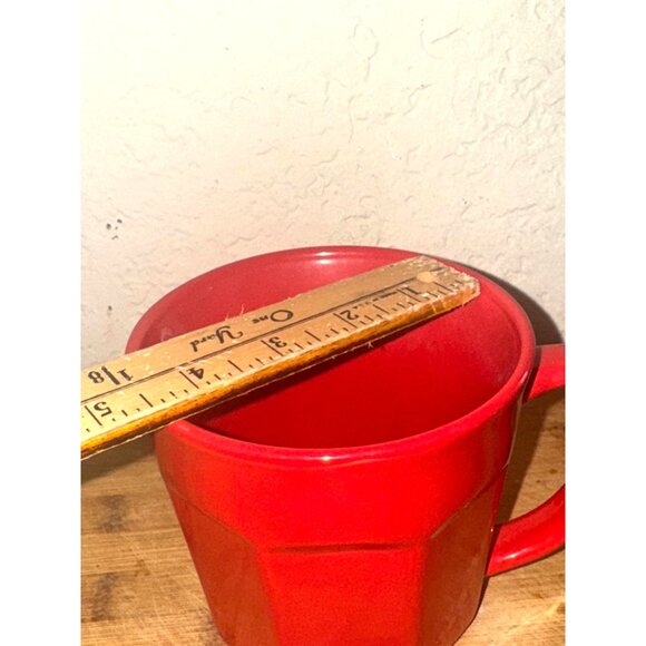 Red Ceramic Mug By Home Essentials 4" Tall Dishwasher & Microwave Safe Made In C - Picture 4 of 5